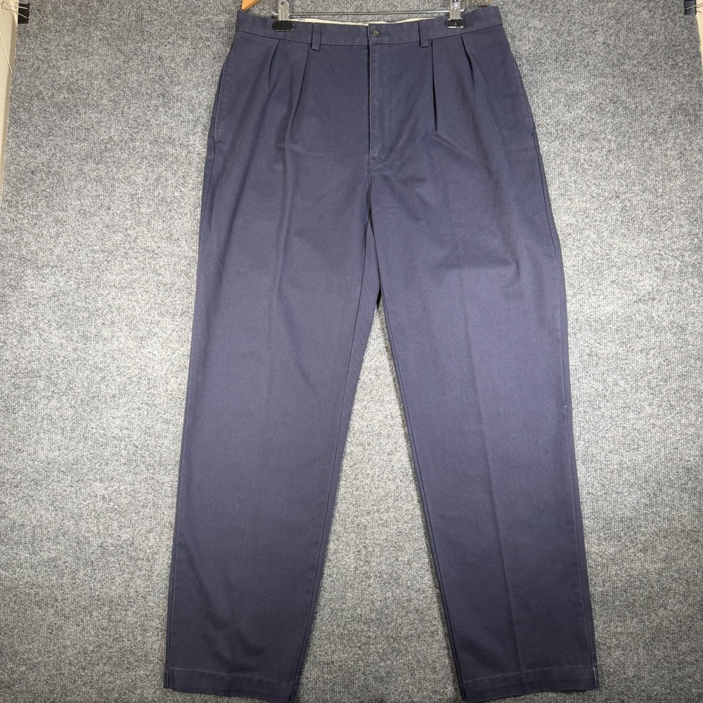 Polo Ralph Lauren Andrew Chino Pants Men 36 Navy Blue Pleated Vintage Y2K